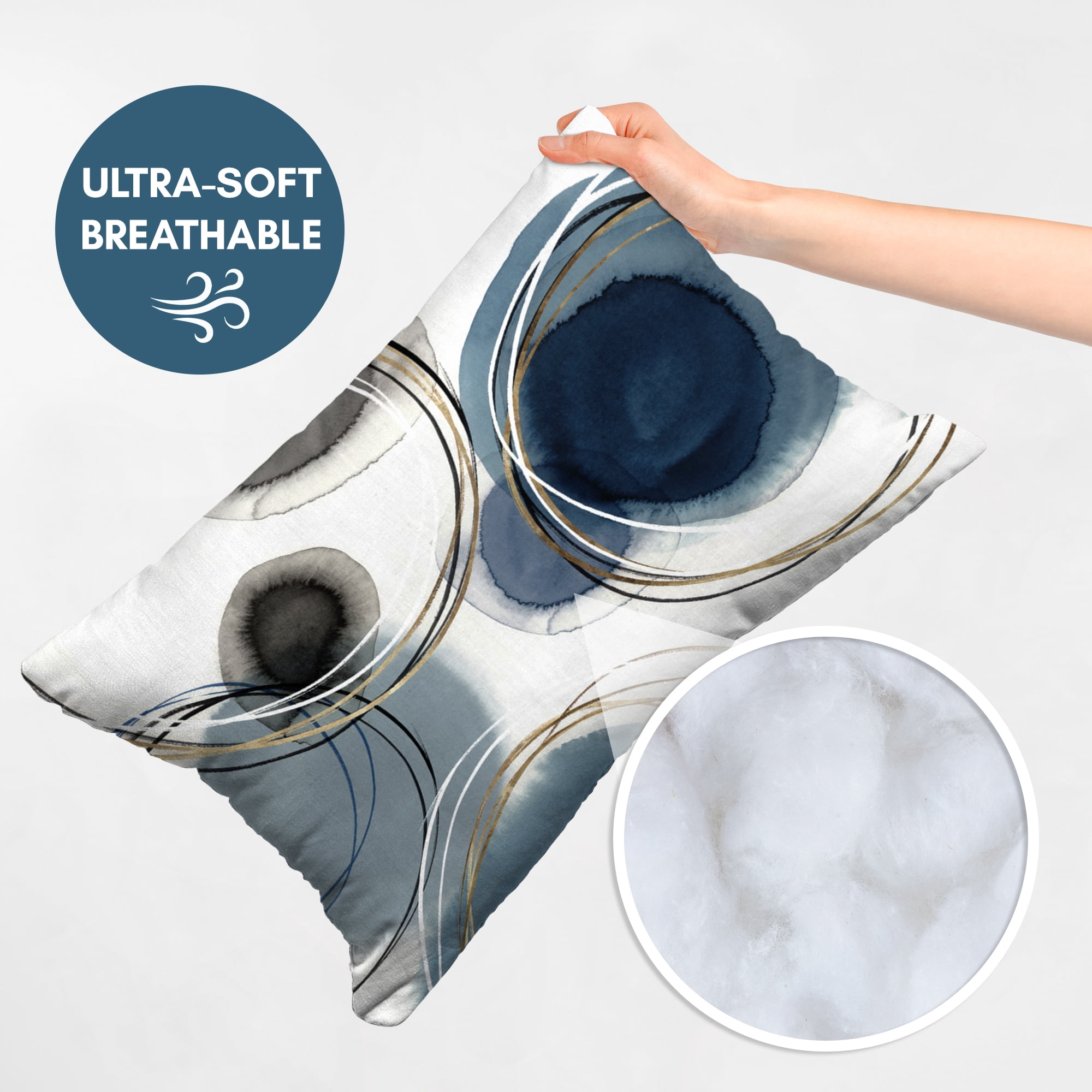 Americanflat 20"x14" Rectangular Abstract Throw Pillow with Premium Polyester - Blue and White