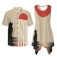 thumbnail image 2 of Psesaysky Black Cat Moon Lake Print Couples Clothes 2026 Matching Hawaiian Outfit Mens Short Sleeve Shirts or Womens Sleeveless Tank Sundress with Pockets Beach Vacation Outfit, 2 of 7