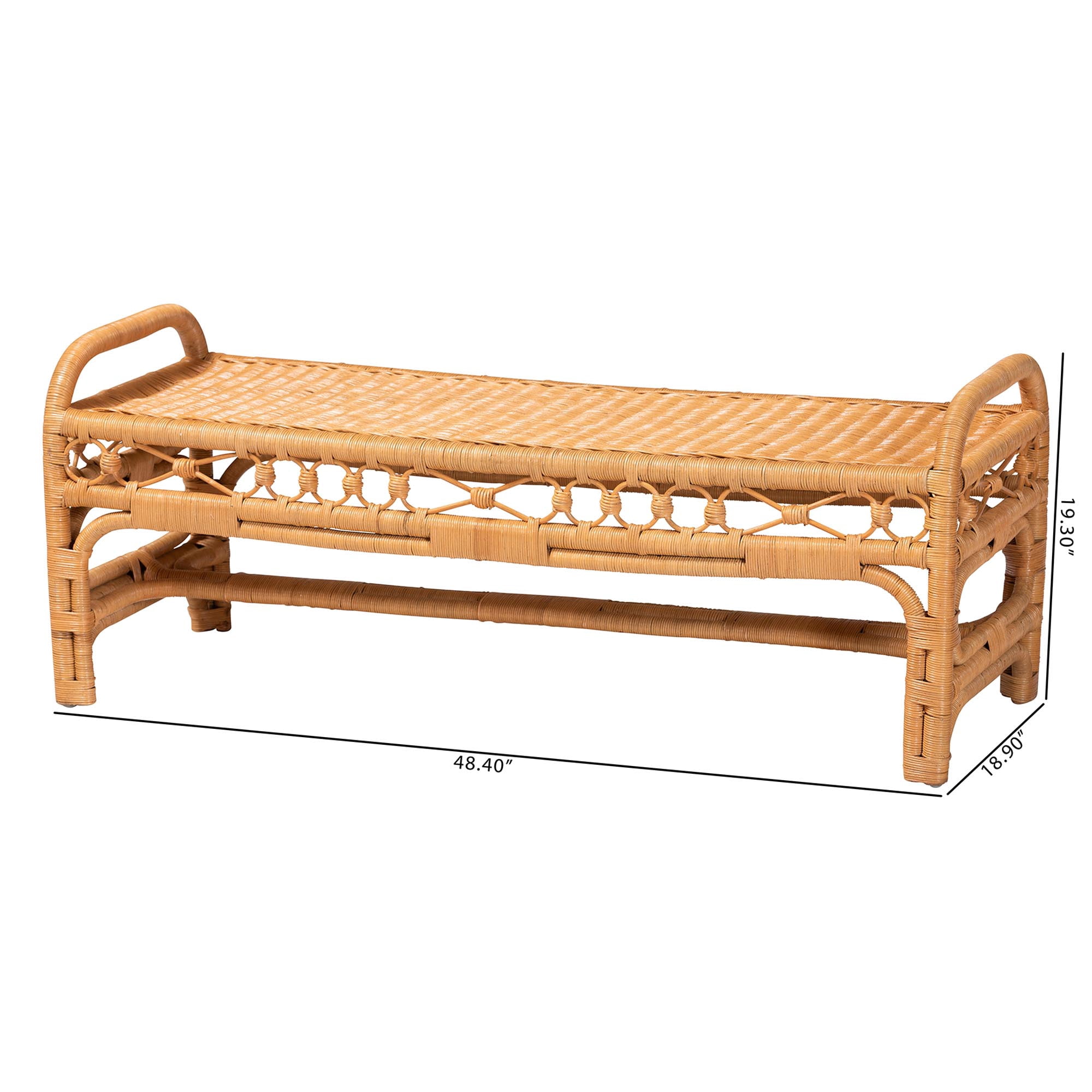 bali & pari Ayala Boho Accent Bench, Light Honey