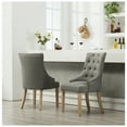 thumbnail image 2 of Grey Button Tufted Solid Wood Wingback Hostess Chairs with Nail Heads Set of 2, 2 of 3