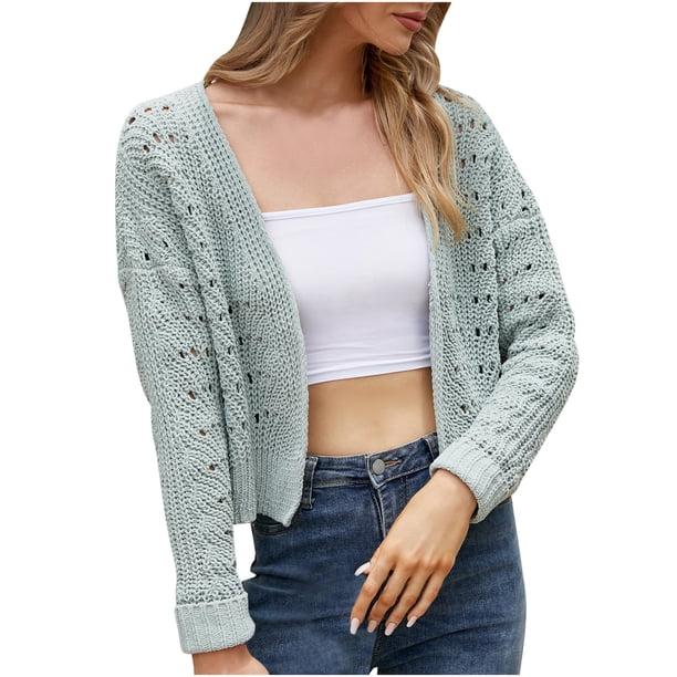Cárdigan Para Mujer Casual Moda Cuello en V Color Sólido Manga Larga Tops Blusa Odeerbi ODB138845