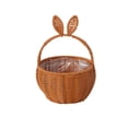 thumbnail image 2 of Kbndieu Imitation Rattan Easter Basket with Handles, Bunny Easter Baskets with Cute Rabbit Ears, Easter Egg Hunt Bucket for Picnic Wedding Easter Decorations Gifts, 2 of 6