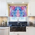 thumbnail image 5 of Yayeee Kitchen Curtains Tier Pair Light Filtering 27"x36" Rod Pocket Short Cafe Window Panel, Watercolor Blue Marble Pattern, 5 of 7