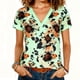 thumbnail image 2 of Tejiojio Women's V-Neck Loose Fit Solid Color Blouse Short Sleeve Button-Down Casual S-2XL, 2 of 9