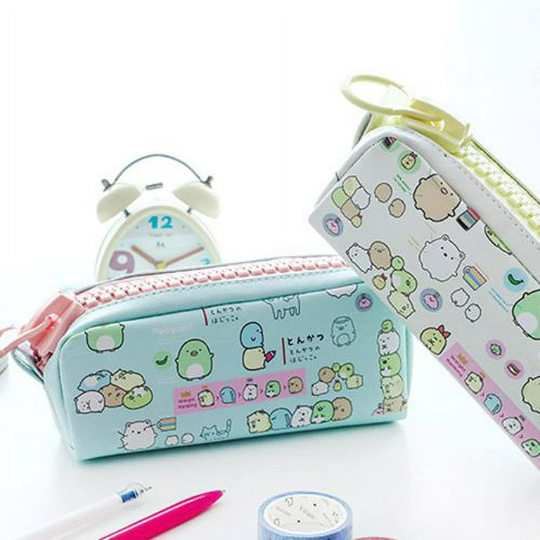 Korean stationery Kawaii Cute ghost leather Pencil Case Storage Organizer  Pen Bags Pouch Pencil Bag School Supply Stationery - JianWu Official Store