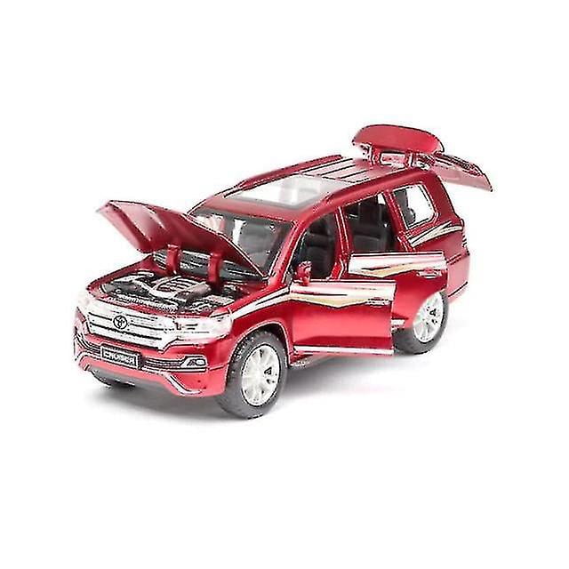 Coche de juguete Toyota Land Cruiser a escala 1:32 con música y luz, color rojo