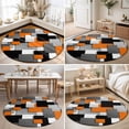 thumbnail image 4 of Large Round Rug 8Ft, Burnt Orange Black Geometric Non-Slip Washable Circle Rugs Carpet, Modern Abstract Art Block Indoor Outdoor Rug Floor Mats Throw Runner for Bedroom Living Room Bathroom, 4 of 8