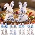thumbnail image 6 of Lilixerw Chinese Style Blue and White Porcelain Fabric Easter Bunny Ornament,Easter Rabbit Doll Table Centerpiece,Holiday Home Decor,Gift,Spring Festival Ornament, 6 of 6