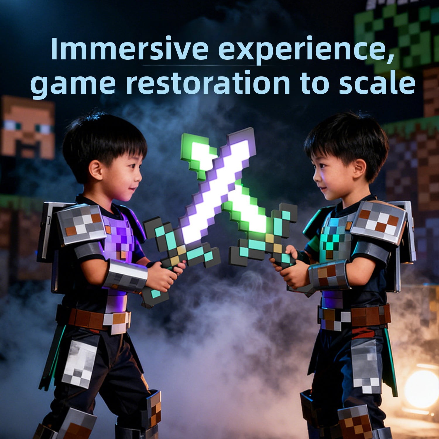 D.FAMILY Pixel Fantasy Diamond Sword Light - Multicolor RGB LED Night Lamp & Gaming Desk Decor