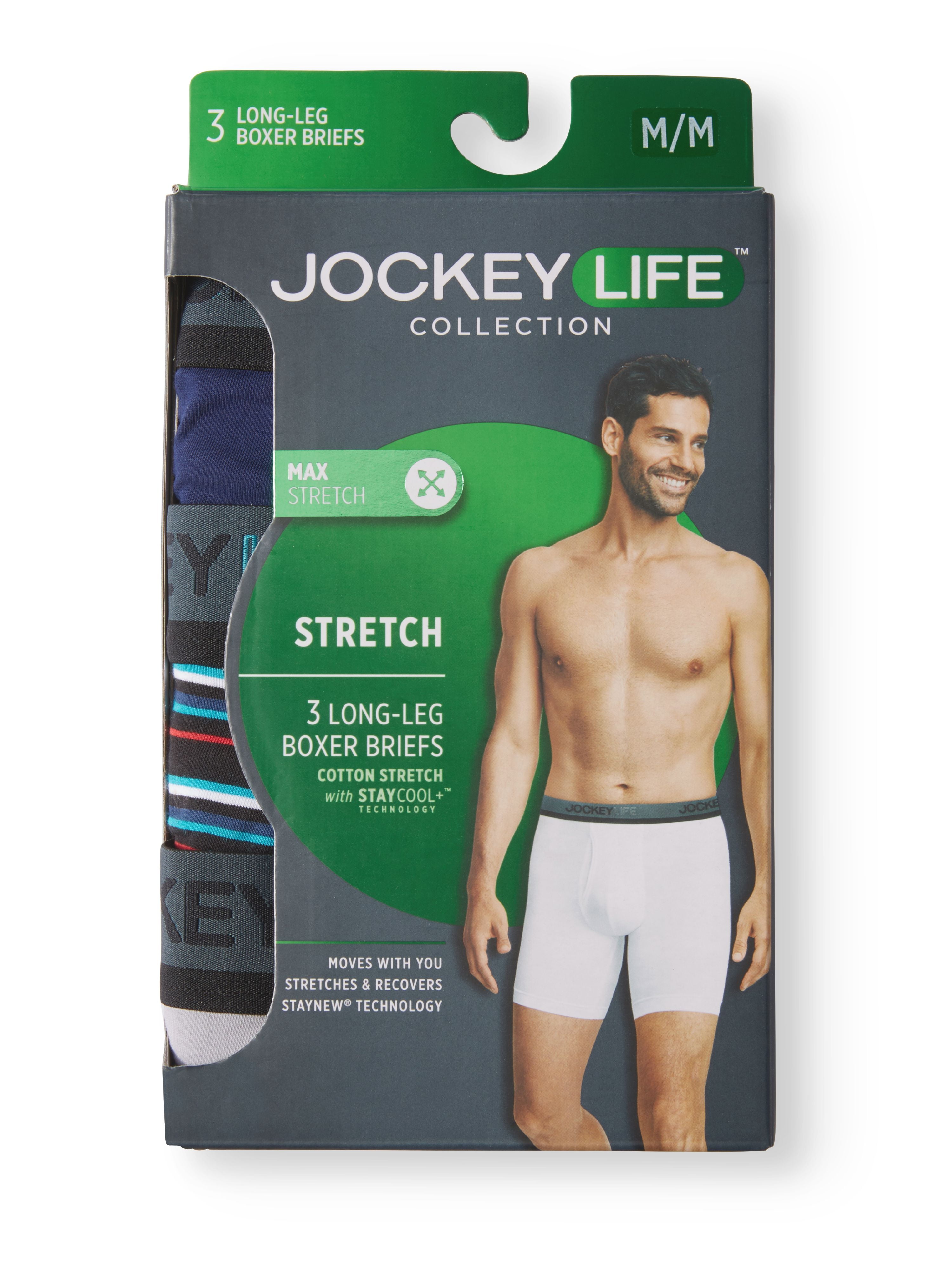 Men s Cotton Stretch Long Leg Boxer Brief 3 pack Walmart