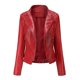 thumbnail image 1 of Chaqueta de motociclista de piel sintética elegante y delgada con cremallera para mujer, 1 of 3