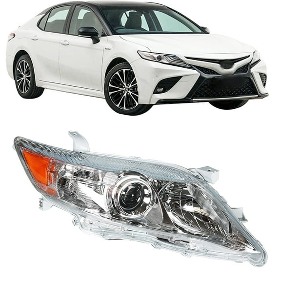 Labwork Headlights Assembly White Chrome Halogen Headlamp Housing Fit for 2010 2011 Toyota Camry, Front Right (Passenger Side)