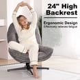 thumbnail image 6 of Pmango 360°Free Swivel Accent Chair Set of 2 for Living Room, Slightly 20°Rocking, 24" High Backrest Upholstered Armchair, Ergonomic Design, Chenille Breathable Soft Fabric Modern Single Sofa, Gray, 6 of 9