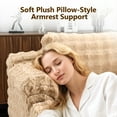 thumbnail image 3 of Ktaxon 68" Lounge Chair, Bubble Fleece Fabric Sofa Bed, Boneless Sleeper Chaise with Removable Backrest & Pillow-Top Armrests for Living Room Light Khaki, 3 of 10