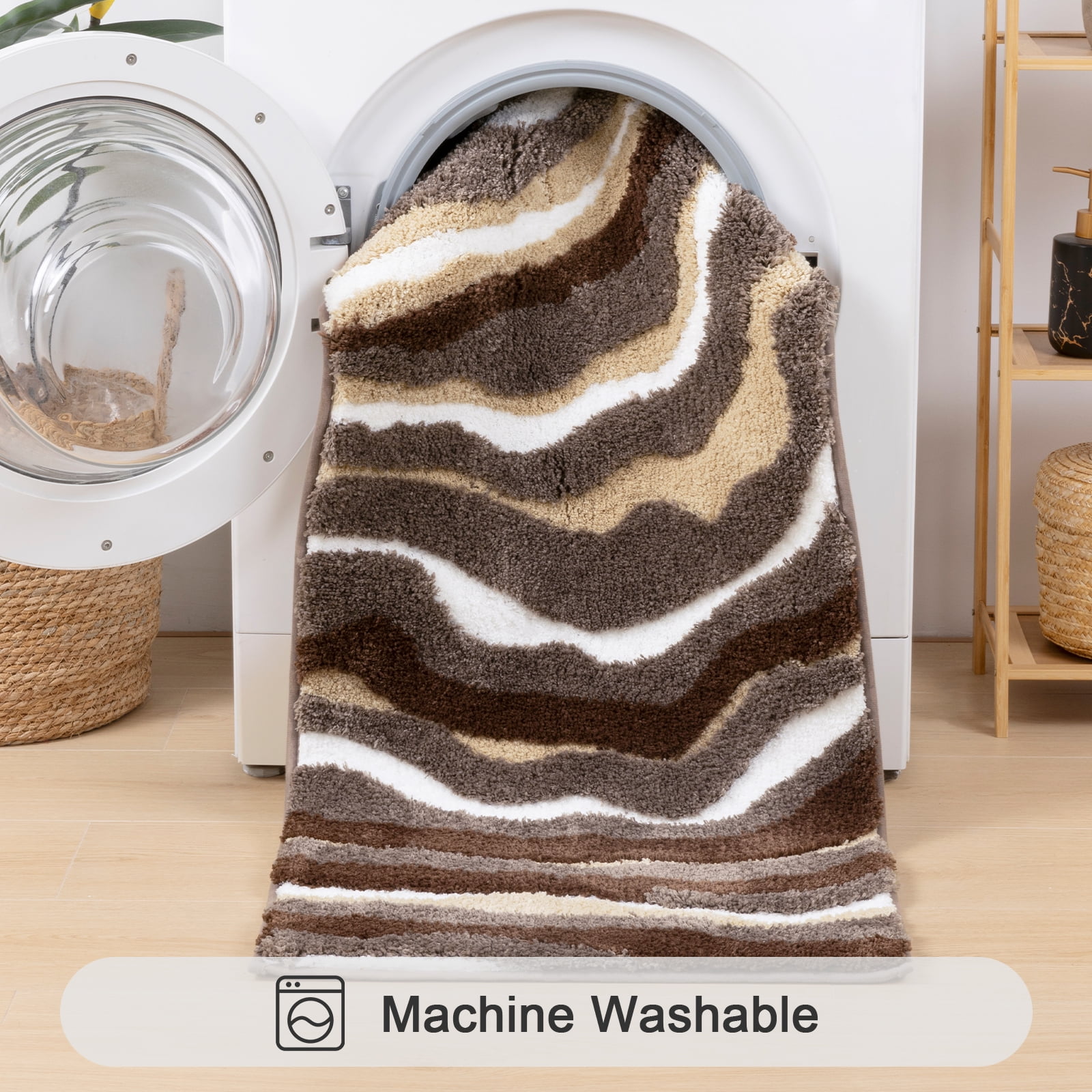 Bathroom Rugs Sets 4 Piece with Toilet Lid Cover, Non Slip Bathroom Mats Extra Soft Chenille Bath Rugs Absorbent Shaggy Rugs Perfect Plush Mats U-Shaped Toilet Rug and Toilet Cover Kitchen