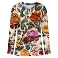 thumbnail image 5 of Cárdigan holgado informal con estampado de manga larga y botones para mujer, chaqueta de punto, top de poliéster para mujer, 5 of 5