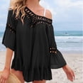 thumbnail image 3 of qelini Beach Cover up for Women Long Sleeve Cardigan Cover Up Solid Color Cover Up Tunic Summer Beach Vocation, 3 of 6
