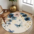 thumbnail image 2 of Round Rugs 7 Ft, Weeping Blue Floral Non Slip Area Rugs for Kitchen Bedroom Entryway, Spring Butterflies Flowers Linen Washable Carpet Runner Rug Floor Mats for Bedroom Home Decor, 2 of 8