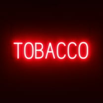 SpellBrite TOBACCO LED Sign for Business. 28.9" x 6.3" Red TOBACCO Sign Has Neon Sign Look With Energy Efficient LED Light Source. Visible from 500  Feet, 8 Animation Settings.