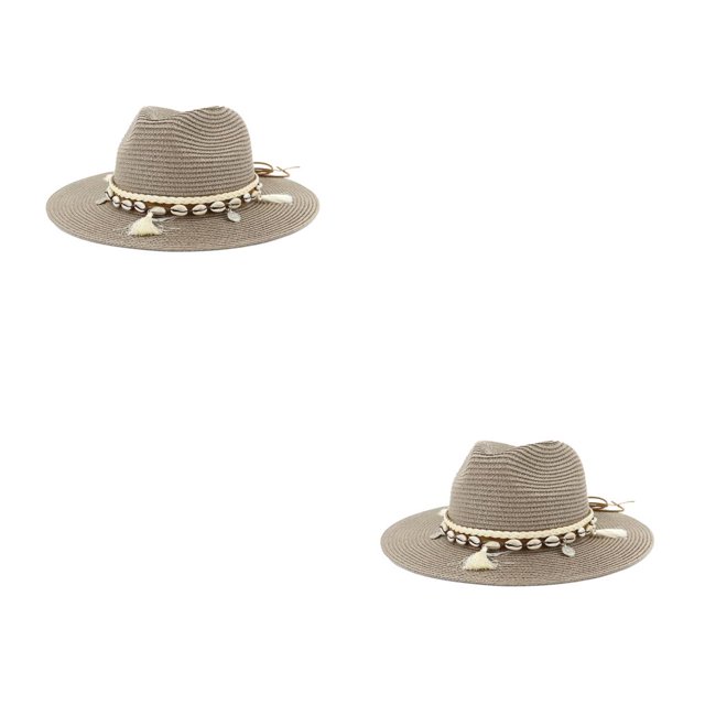 Sonducket Sombrero de vaquero de paja para hombres y mujeres, gorras de playa ajustables, parasol Natural, Protector de cabeza, sombreros de Type2 NO2