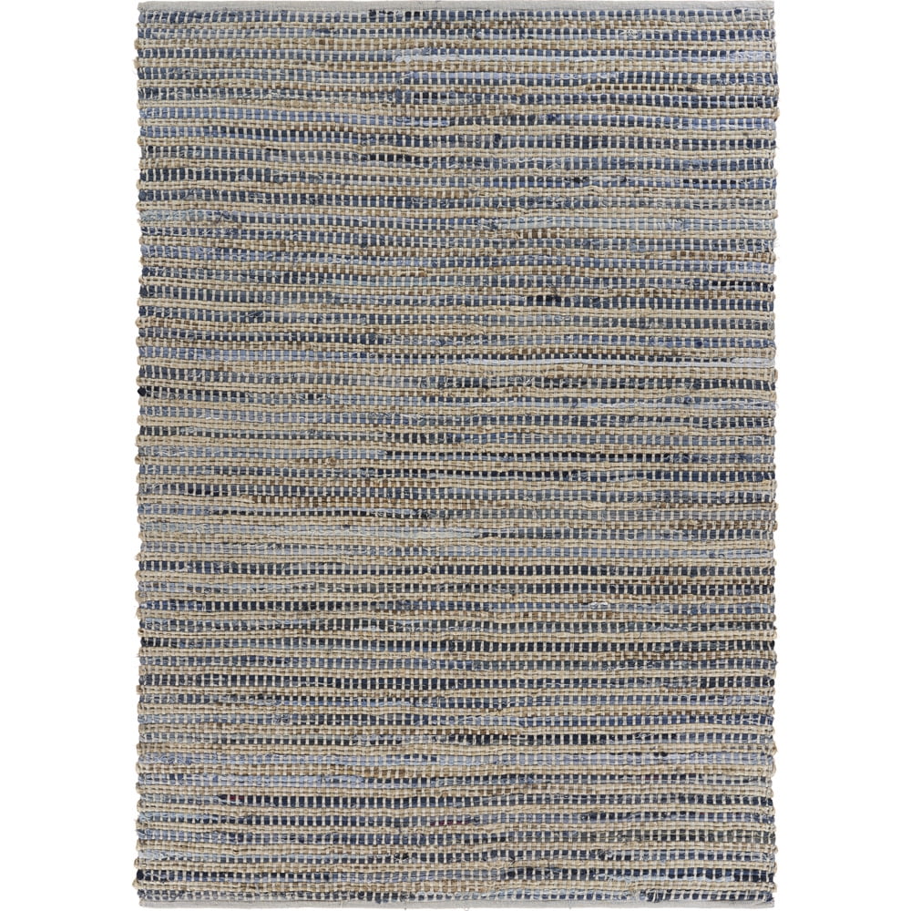 LR Home Vogue 5 ft. x 7 ft. Denim Blue / Cream Hand Woven Area Rug