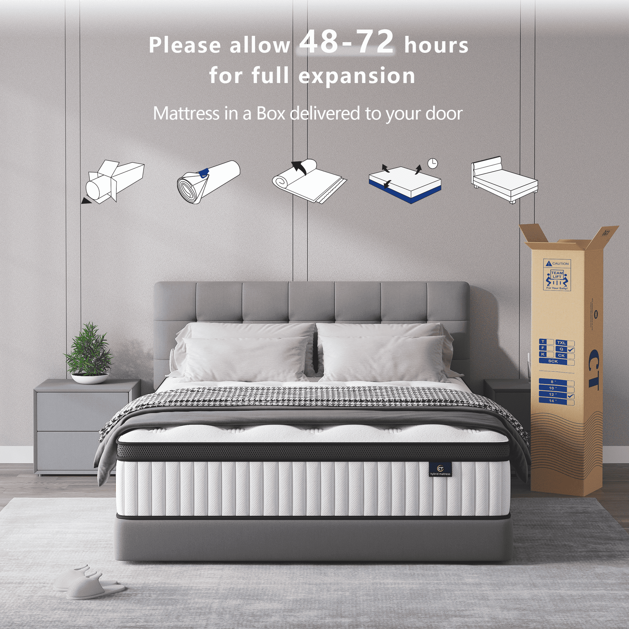 Madevos Full Mattress in a Box, 12 inch Memory Foam individual Pocket Spring Hybrid Mattress - Medium Firm Support with Soft & Breathable