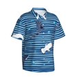 thumbnail image 2 of Bixox Men's Hawaiian Shirts Men's Sharks on White Blue Striped Print Short-Sleeve Shirt-3X-Large, 2 of 8