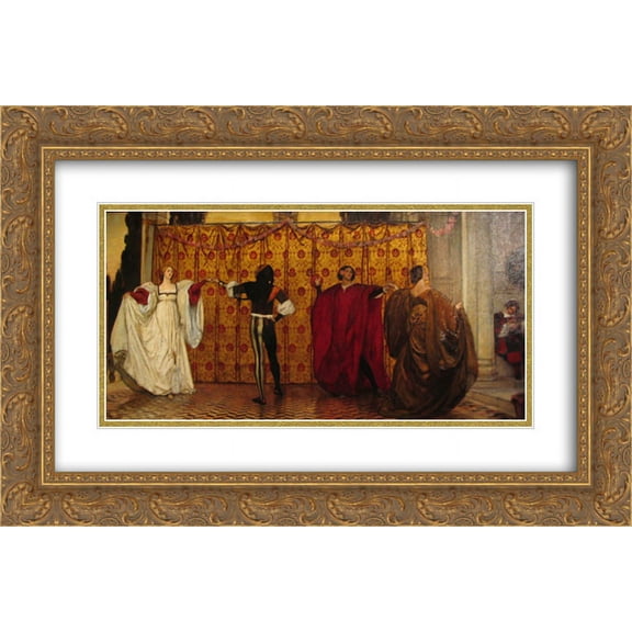 Edwin Austin Abbey 2x Matted 24x16 Gold Ornate Framed Art Print 'Une pavane'
