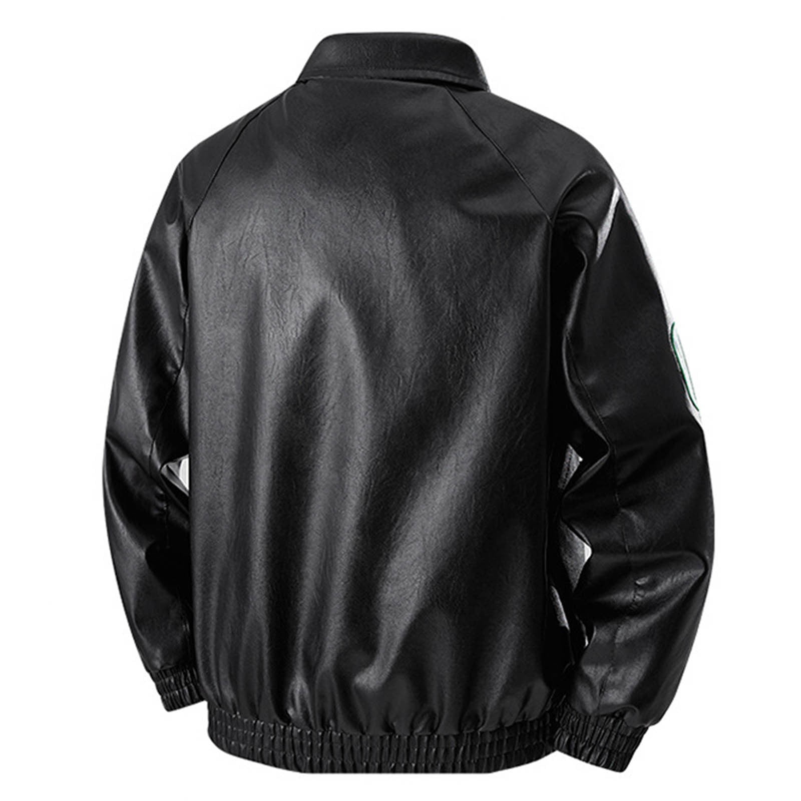 Leather Jacket for Men Zip up Motorcycle Jackets Long Sleeve Retro Bomber Jackets Personalized Lapel Collar Windbreak Coat Padded Waterproof Trucker Coat Fall Winter Warm Outwear