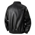 thumbnail image 3 of Tauxra Men's Leather Jacket Big and Tall Men Color Blocked Motorcycle Suit Coat Zipper Pocket Long Sleeve Stand-Up Collar Outwear, 3 of 4