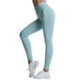 thumbnail image 4 of TWZH Women Solid Color Rib-Knit High Waist Stretchy Workout Yoga Legging, 4 of 7