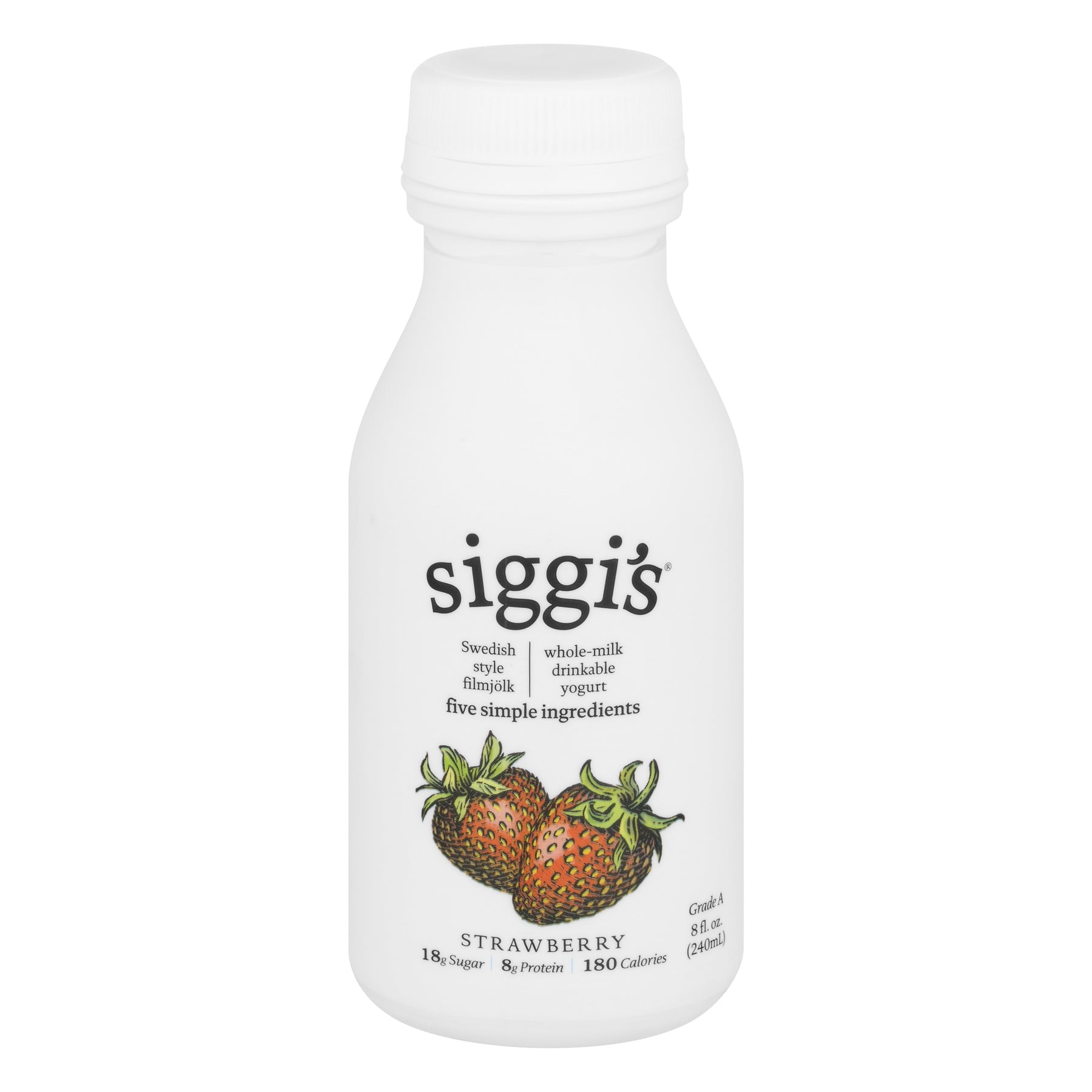 Siggi S Strawberry Whole Milk Yogurt Drink 8 Fl Oz Walmart Com Walmart Com