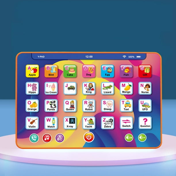 Tableta para niños, almohadilla de aprendizaje para enseñar alfabeto, números, matemáticas y desarrollo temprano, juguete electrónico interactivo, regalos de Navidad, juguetes para bebés.