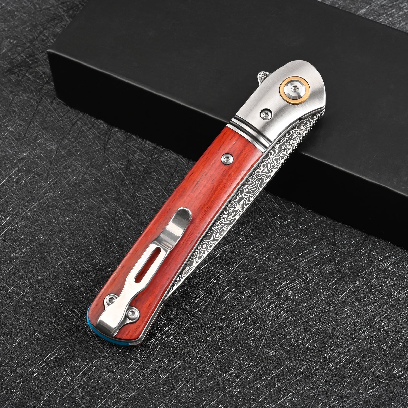 SDOKEDC Damascus Folding Pocket Knife with Clip, EDC Tool for Men, Outdoor Camping Fishing