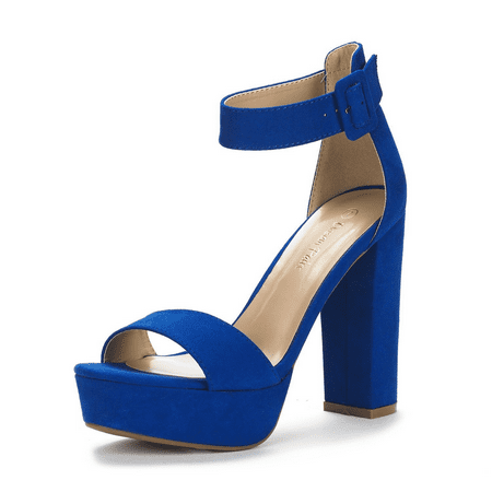 

Dream Pairs Women s Party Dress Shoes Ankle Strap Wedding High Chunky Platform Heel Sandals HI-LO ROYAL/BLUE Size 7
