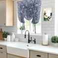 thumbnail image 5 of Navy Blue Floral Boho Tie Up Curtains 45 Inches Long, Kitchen Window Curtains Over Sink, Ethnic Tribe Abstract Art Flower Small Window Curtains Shade Balloon Curtains Valances for Bedroom 34"x45", 5 of 8