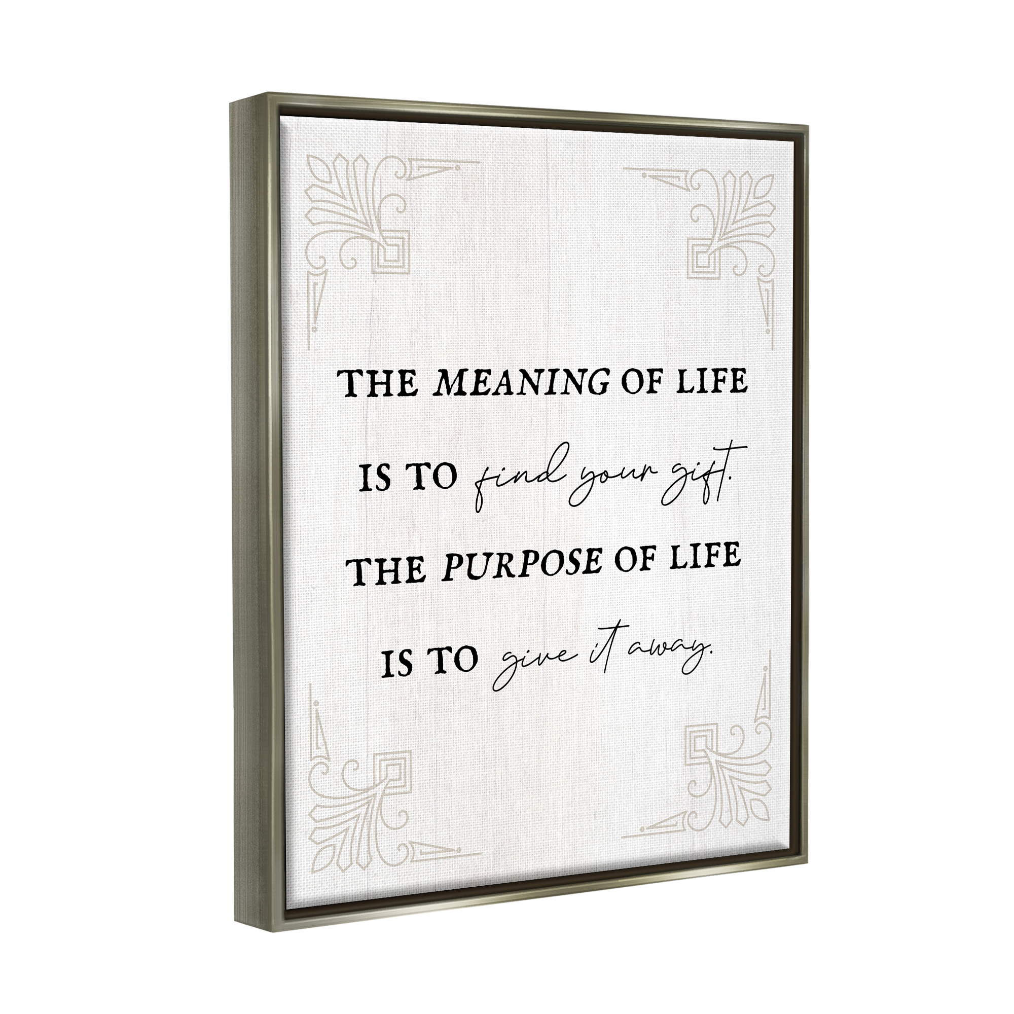 Stupell Industries Find Your Gift Phrase Inspirational Painting Gray Floater Framed Canvas Art Print Wall Art, 25 x 31