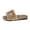 Khaki, variant on Women's Rhinestone Embellished Faux Fur Massage Slippers Open Toe Acupressure House Shoes For Home Spa Relaxation Black