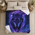 thumbnail image 5 of Black Wolf in Purple Cosmic Portal with Crystal Peaks, Dramatic Fantasy Wildlife Motif for Wolf Lovers, Birthday Gift, Cozy Flannel Blanket for Game Room and Bedroom, Gothic Home Decor, 5 of 9
