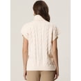 thumbnail image 4 of Chaleco de Cuello Alto para Mujer Chaleco sin Mangas Jersey de Punto de Color Sólido Suéter Informal Albaricoque XL, 4 of 6