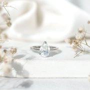 Rosec Jewels Certified Moissanite Teardrop Engagement Ring for Women - 7X10 mm Pear Shape - D-VS1 Authentically Quality, 10K White Gold, US 5.50