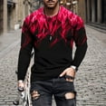 thumbnail image 2 of Patlollav Mens Tops Flame Print Round Neck Long Sleeve T-Shirt, 2 of 6