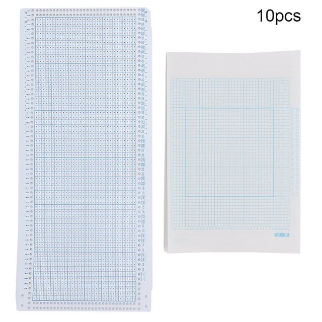 10 Pcs Stitches Punch Card 10 Pcs Grid Paper Nylon Knitting Machine Accessory