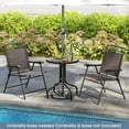 thumbnail image 2 of YSNW 3 Pieces Patio Dining Set with Round Glass Table, Folding Chairs, Outdoor Chairs Table Set with Umbrella Hole for Garden Poolside Backyard, 2 of 7