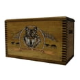 thumbnail image 1 of Evans Sports Wooden Accessory Case Storage Chest with Shaped Lid, Wildlife Wolf, 1 of 5