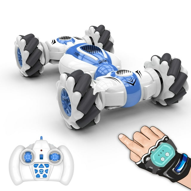 S-012 RC Stunt Car Remote Control Watch Gesture Sensor Deformable Electric Toy Cars All Terrain Speed 2.4GHz 4WD 360°Rotation Whirligig Off-road Vehicle Gift for Kids Boys Birthday/Christmas
