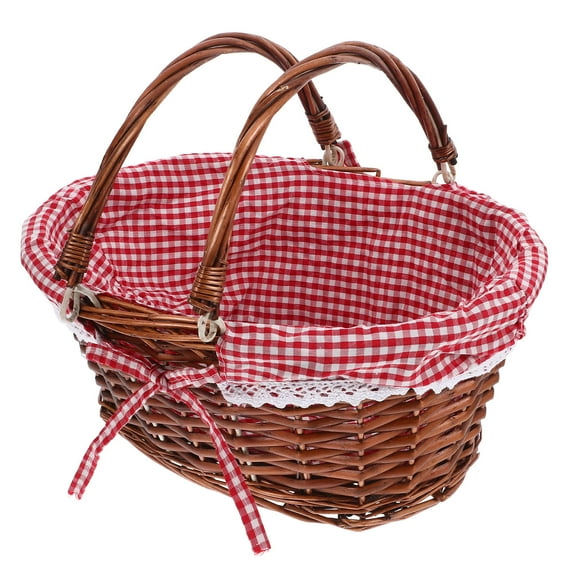 PTOOTP Wicker Picnic Basket with Lid, Storage Basket for Home Organization and Outdoor Use, 1 Set