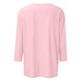 thumbnail image 4 of Pink Womens Tops Women's Fashionable and Casual Solid Color Square Neck Three Quarter Sleeve Top T Shirt Going Out Tops for Women, 4 of 5