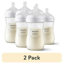 (2 pack) Philips Avent Natural Baby Bottle with Natural Response Nipple, Clear, 1m , 9oz, Clear, 3pk, SCY903/93