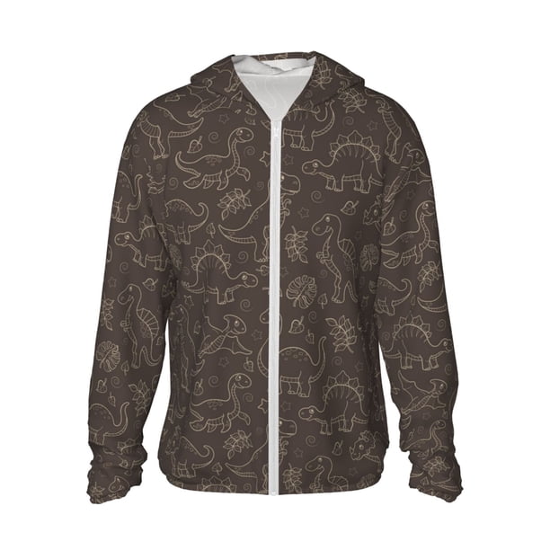 Fotbe Dinosaur Chaqueta con Protección Solar UPF 50+ para Hombre y Mujer, Camisa con Capucha y Bolsillos-Small